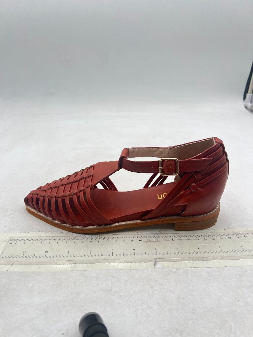 Pazzion Wine Closed Toe Low Stacked Heel Cage Toe Ankle T-Strap Sandals